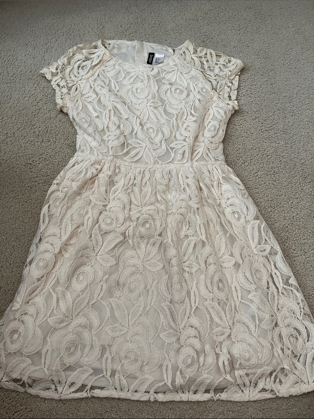 Divided Cream Lace Floral Fit & Flare Girls Dress. Size 12